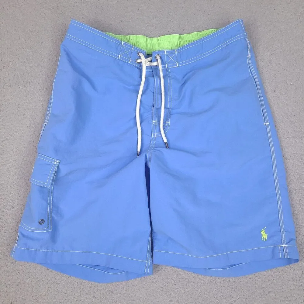 Vtg Polo Ralph Lauren Swim Trunks Shorts Mens Medium 32 Waist Blue Mesh Lined